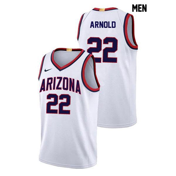 Addison Arnold Stitched Mens Number 22 White Authentic Arizona Wildcats College Basketball Jersey