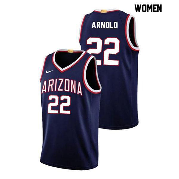 Addison Arnold Womens Stitched Number 22 Navy Authentic Arizona Wildcats College Basketball Jersey
