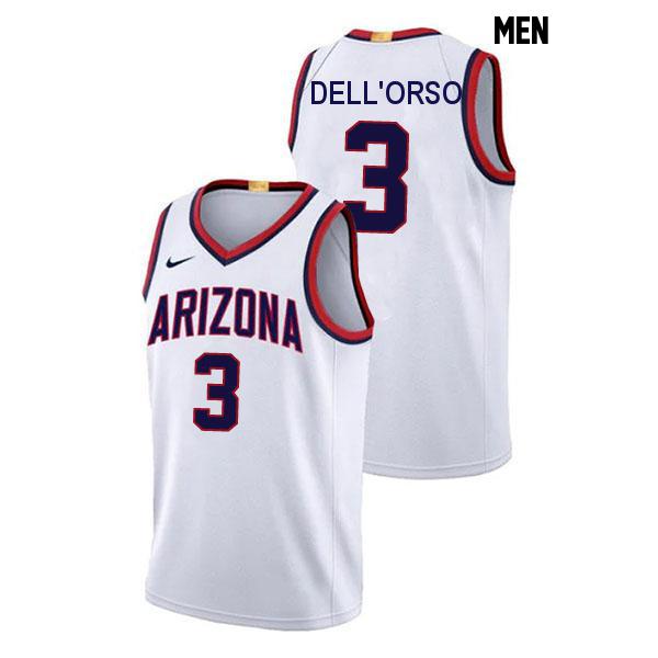 Anthony Dell'Orso Stitched Mens Number 3 White Authentic Arizona Wildcats College Basketball Jersey