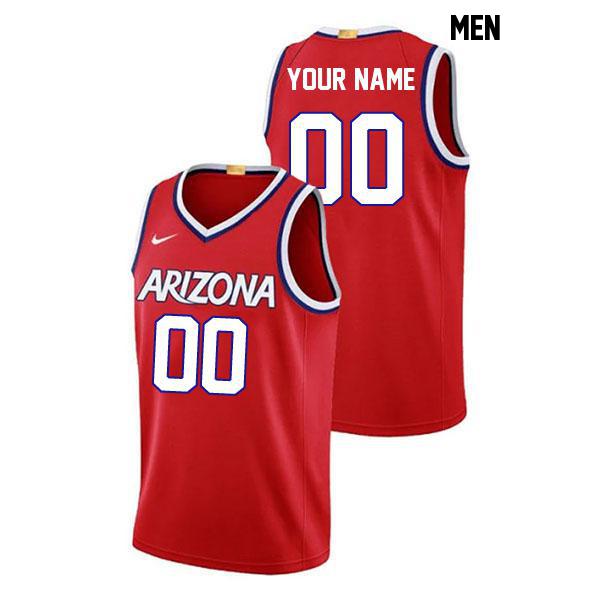 Customized Mens Stitched Red Authentic Arizona Wildcats College Basketball Jersey