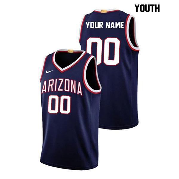 Customized Youth Stitched Navy Authentic Arizona Wildcats College Basketball Jersey