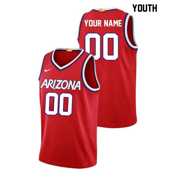 Customized Youth Stitched Red Authentic Arizona Wildcats College Basketball Jersey
