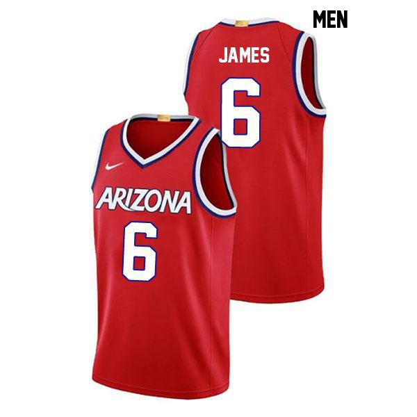 Bryce James Mens Number 6 Stitched Red Authentic Arizona Wildcats College Basketball Jersey