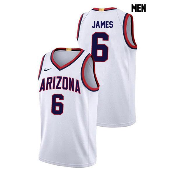 Bryce James Mens Number 6 White Stitched Authentic Arizona Wildcats College Basketball Jersey