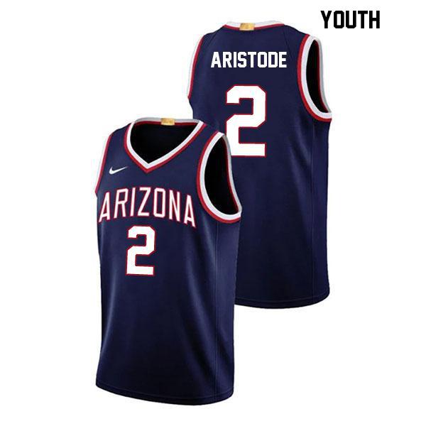 Stitched Dwayne Aristode Youth Number 2 Navy Authentic Arizona Wildcats College Basketball Jersey