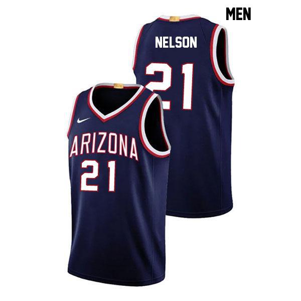 Stitched Evan Nelson Mens Number 21 Navy Authentic Arizona Wildcats College Basketball Jersey
