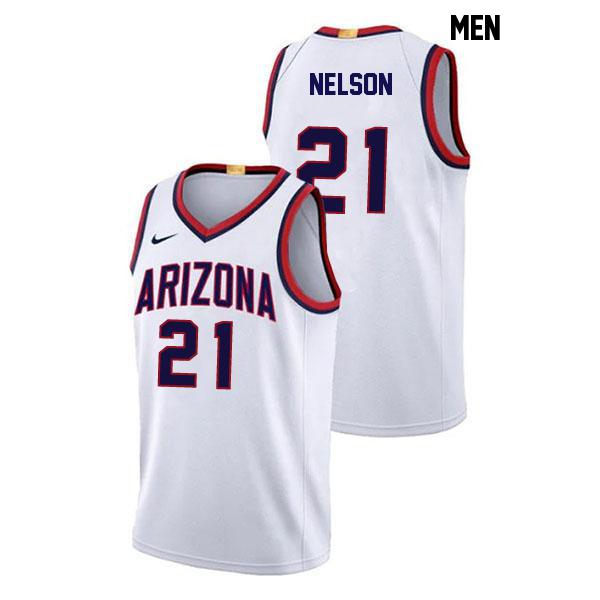 Evan Nelson Mens Number 21 White Stitched Authentic Arizona Wildcats College Basketball Jersey