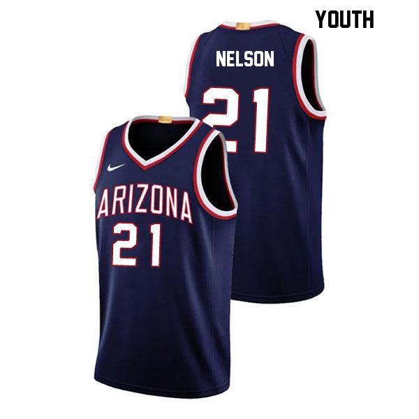 Evan Nelson Youth Number 21 Navy Stitched Authentic Arizona Wildcats College Basketball Jersey