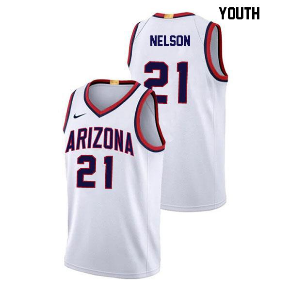 Evan Nelson Youth Number 21 Stitched White Authentic Arizona Wildcats College Basketball Jersey