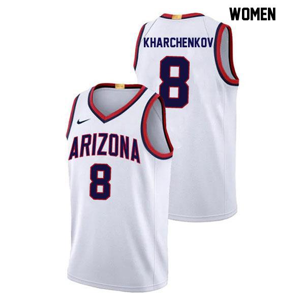 Ivan Kharchenkov Womens Number 8 Stitched White Authentic Arizona Wildcats College Basketball Jersey