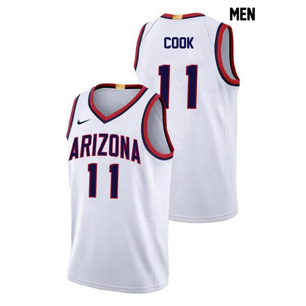 Jackson Cook Mens Stitched Number 11 White Authentic Arizona Wildcats College Basketball Jersey