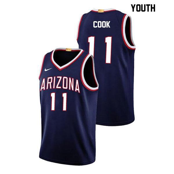 Jackson Cook Youth Number 11 Navy Stitched Authentic Arizona Wildcats College Basketball Jersey
