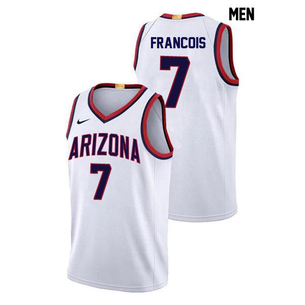 Jackson Francois Mens Number 7 White Stitched Authentic Arizona Wildcats College Basketball Jersey