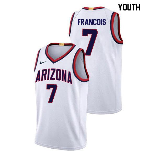 Jackson Francois Youth Number 7 White Stitched Authentic Arizona Wildcats College Basketball Jersey