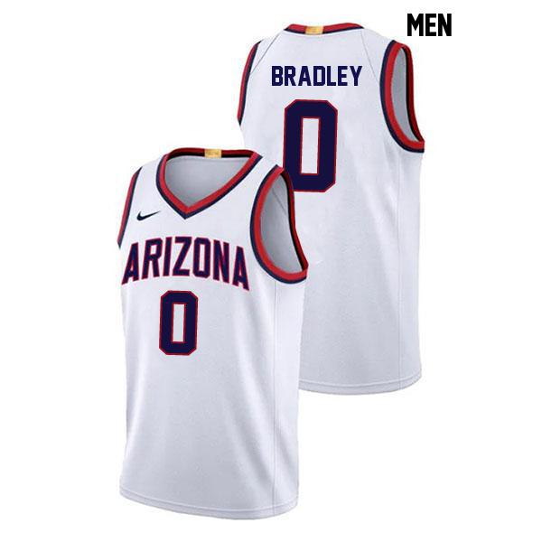 Jaden Bradley Stitched Mens Number 0 White Authentic Arizona Wildcats College Basketball Jersey
