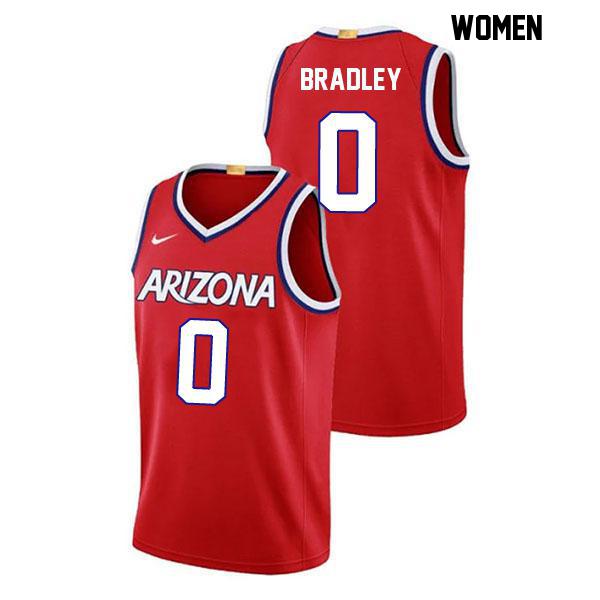 Jaden Bradley Womens Number 0 Red Stitched Authentic Arizona Wildcats College Basketball Jersey