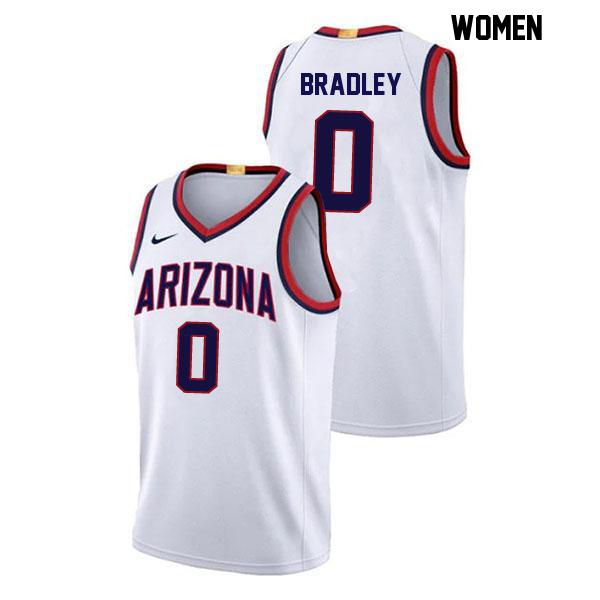 Jaden Bradley Womens Number 0 White Stitched Authentic Arizona Wildcats College Basketball Jersey