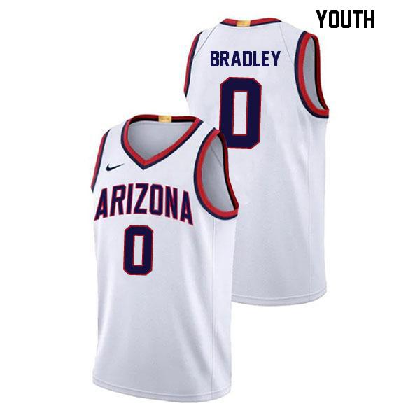 Stitched Jaden Bradley Youth Number 0 White Authentic Arizona Wildcats College Basketball Jersey