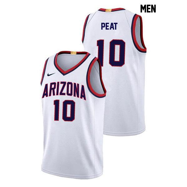 Koa Peat Mens Number 10 White Stitched Authentic Arizona Wildcats College Basketball Jersey