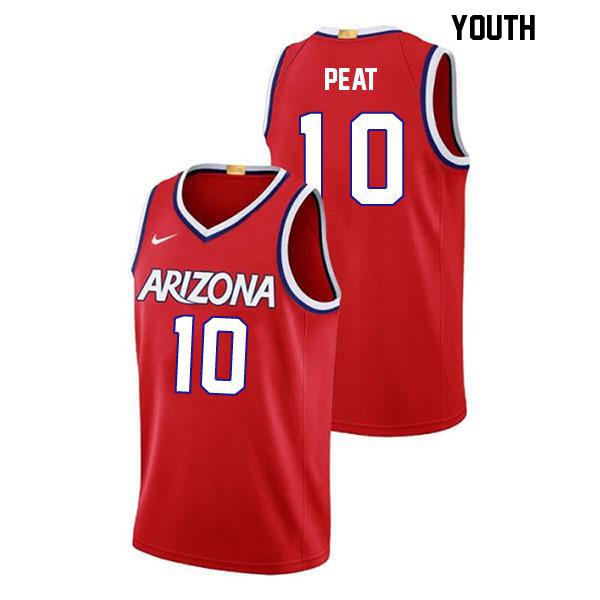 Koa Peat Youth Stitched Number 10 Red Authentic Arizona Wildcats College Basketball Jersey