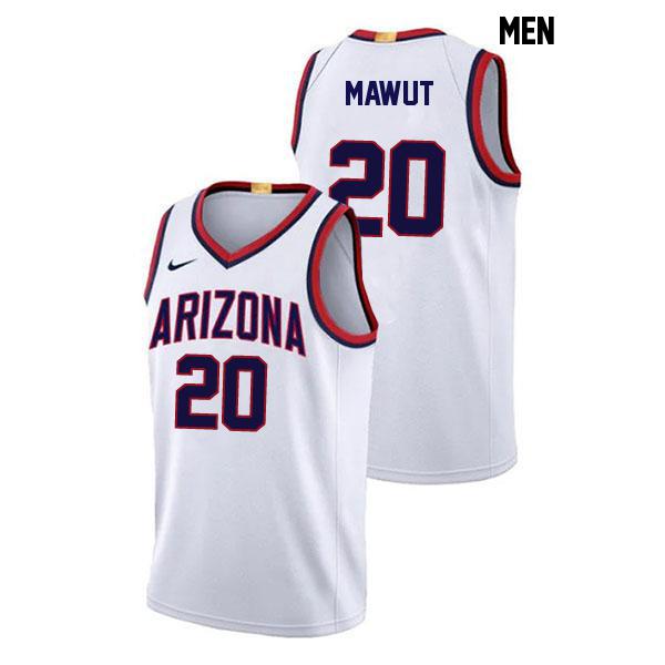 Stitched Mabil Mawut Mens Number 20 White Authentic Arizona Wildcats College Basketball Jersey