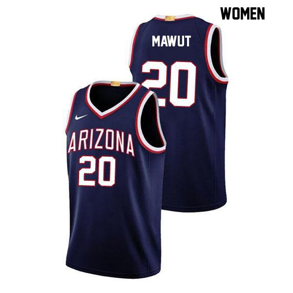 Mabil Mawut Womens Stitched Number 20 Navy Authentic Arizona Wildcats College Basketball Jersey