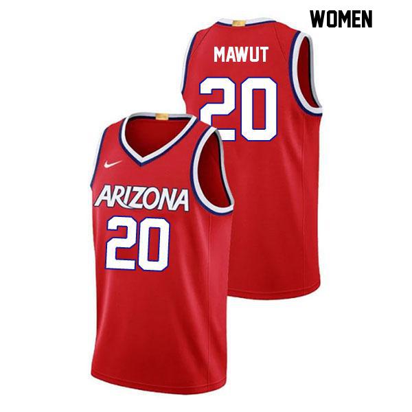 Mabil Mawut Womens Stitched Number 20 Red Authentic Arizona Wildcats College Basketball Jersey