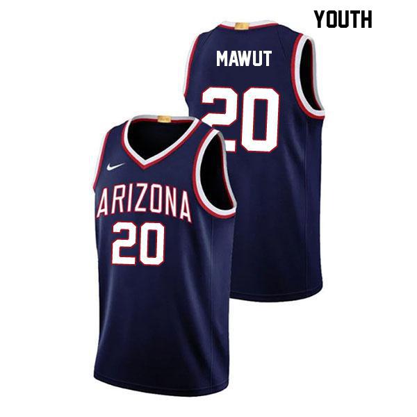 Stitched Mabil Mawut Youth Number 20 Navy Authentic Arizona Wildcats College Basketball Jersey