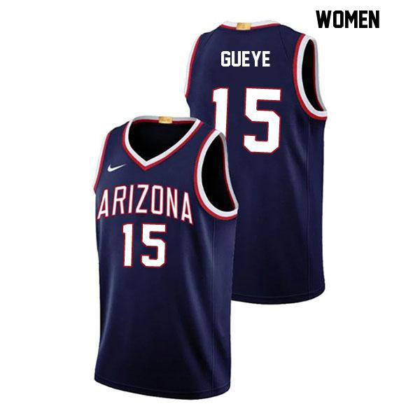 Sidi Gueye Womens Stitched Number 15 Navy Authentic Arizona Wildcats College Basketball Jersey