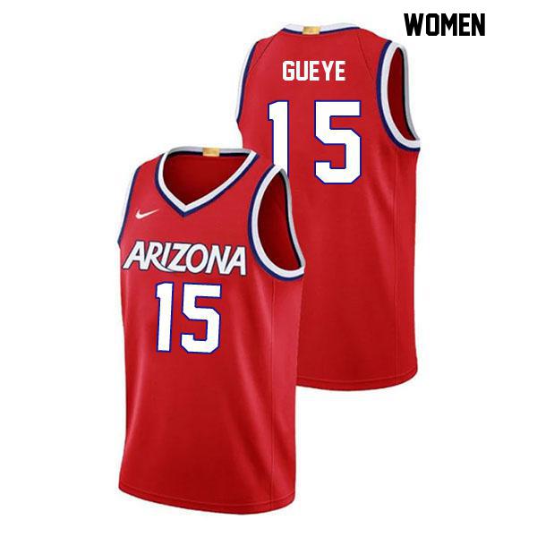 Sidi Gueye Womens Stitched Number 15 Red Authentic Arizona Wildcats College Basketball Jersey