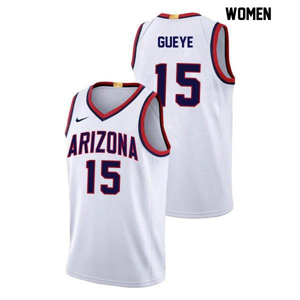 Sidi Gueye Womens Number 15 Stitched White Authentic Arizona Wildcats College Basketball Jersey