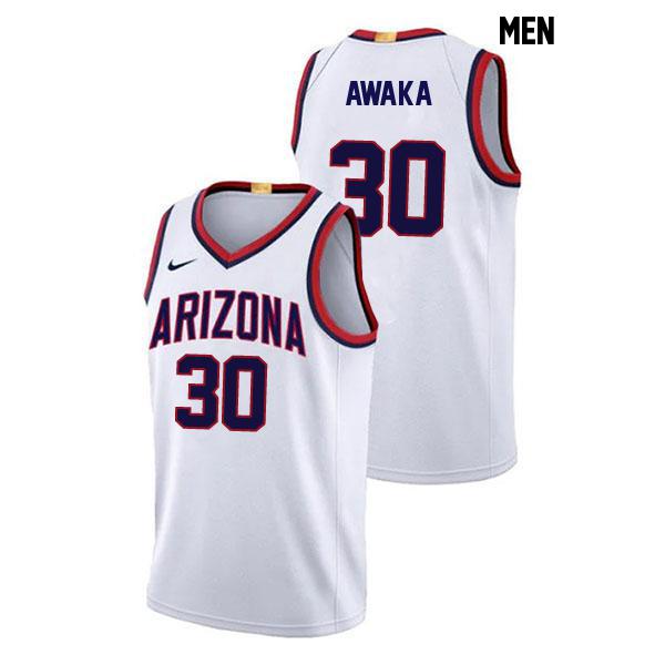 Tobe Awaka Mens Stitched Number 30 White Authentic Arizona Wildcats College Basketball Jersey